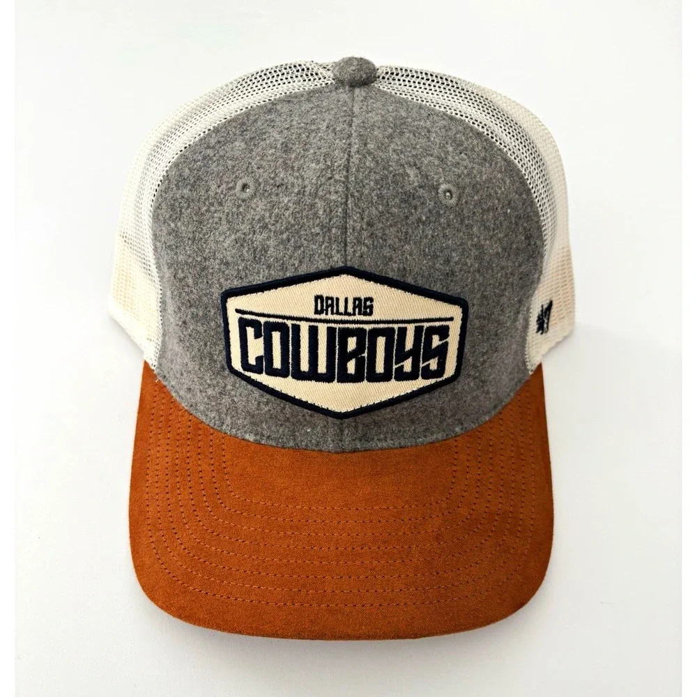 '47 Dallas Cowboys NFL Trucker Snapback Hat One Size Gray Brown White